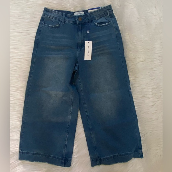POPSUGAR Classic Blue Crop Denim Jeans Sz 8 - Picture 1 of 3